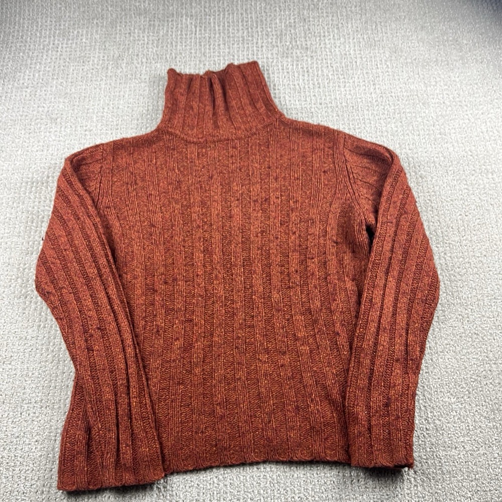 L.L. Bean vintage Chunky Ribbed Silk/Cotton/lambswool Turtleneck Sweater Size M